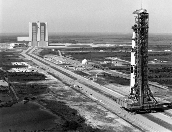 Saturn Launcher on the way to launch Saturn V - Credit Nasa