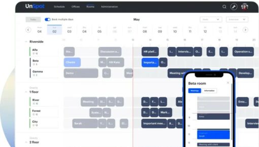 UnSpot – UnSpot is a platform for organizing hybrid work of employees and increasing the productivity of teams. Service includes solutions for desks and meeting rooms booking, office scheduling, and office analytics.